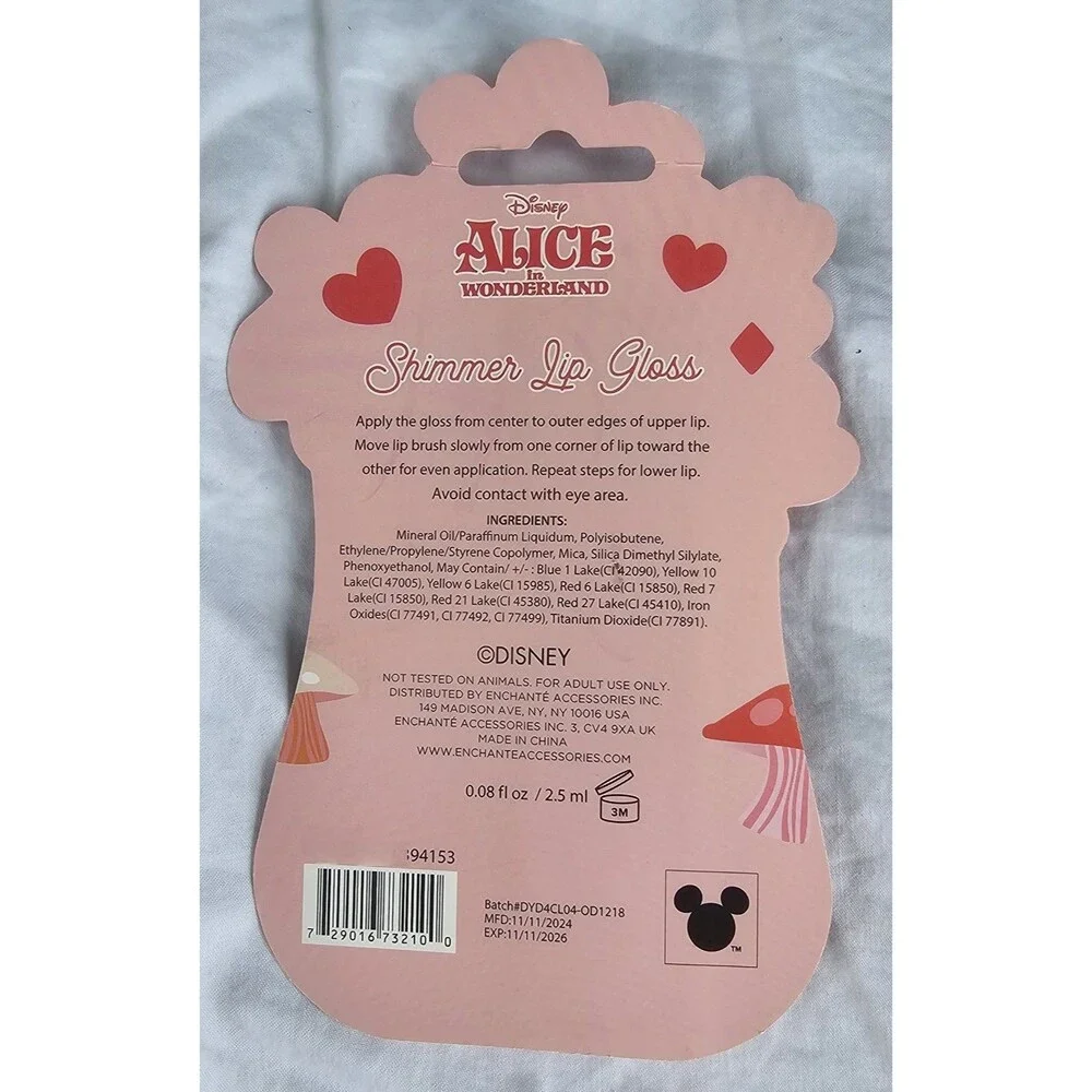 Alice In Wonderland Shimmer Lip Gloss Alcohol Free NEW